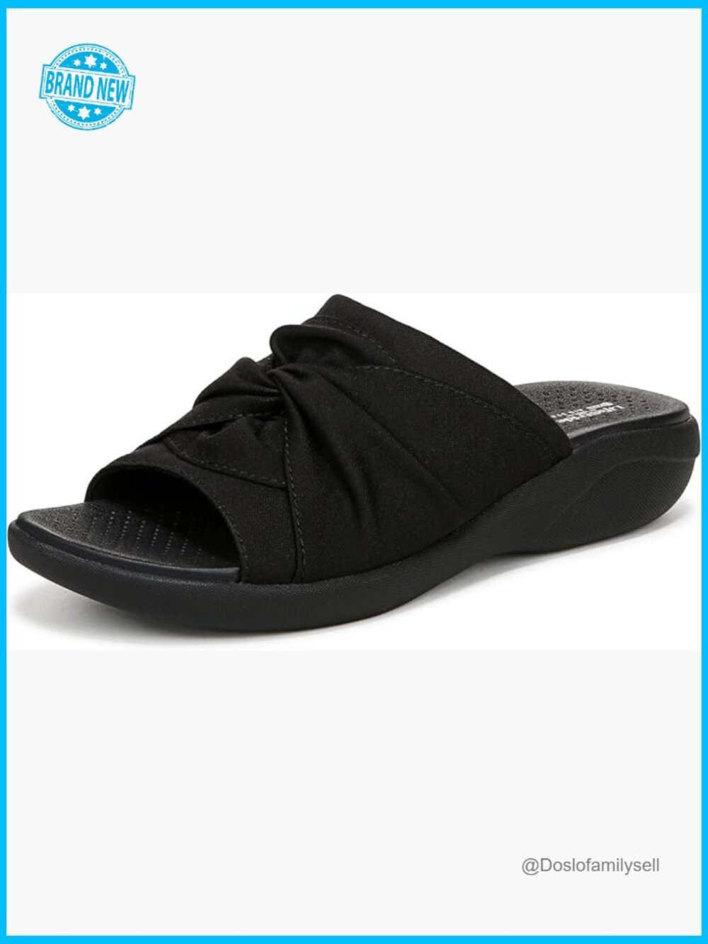 LifeStride Women's Slide Sandal Stretch Fabric Round Toe Lightweight Platform